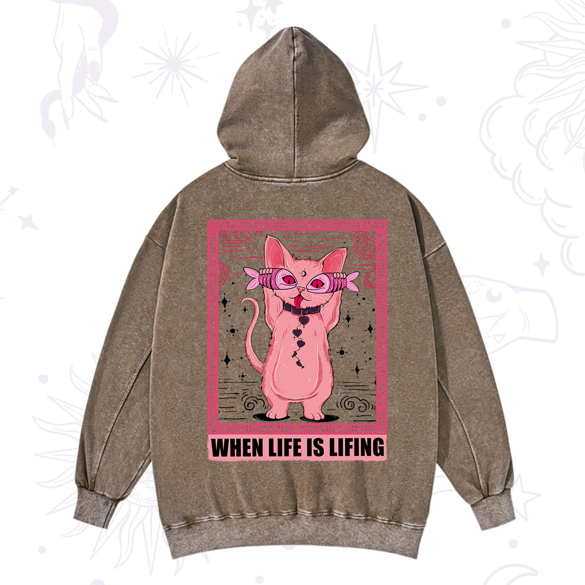 Purplehecate When Life Is Lifting Washed Hoodie