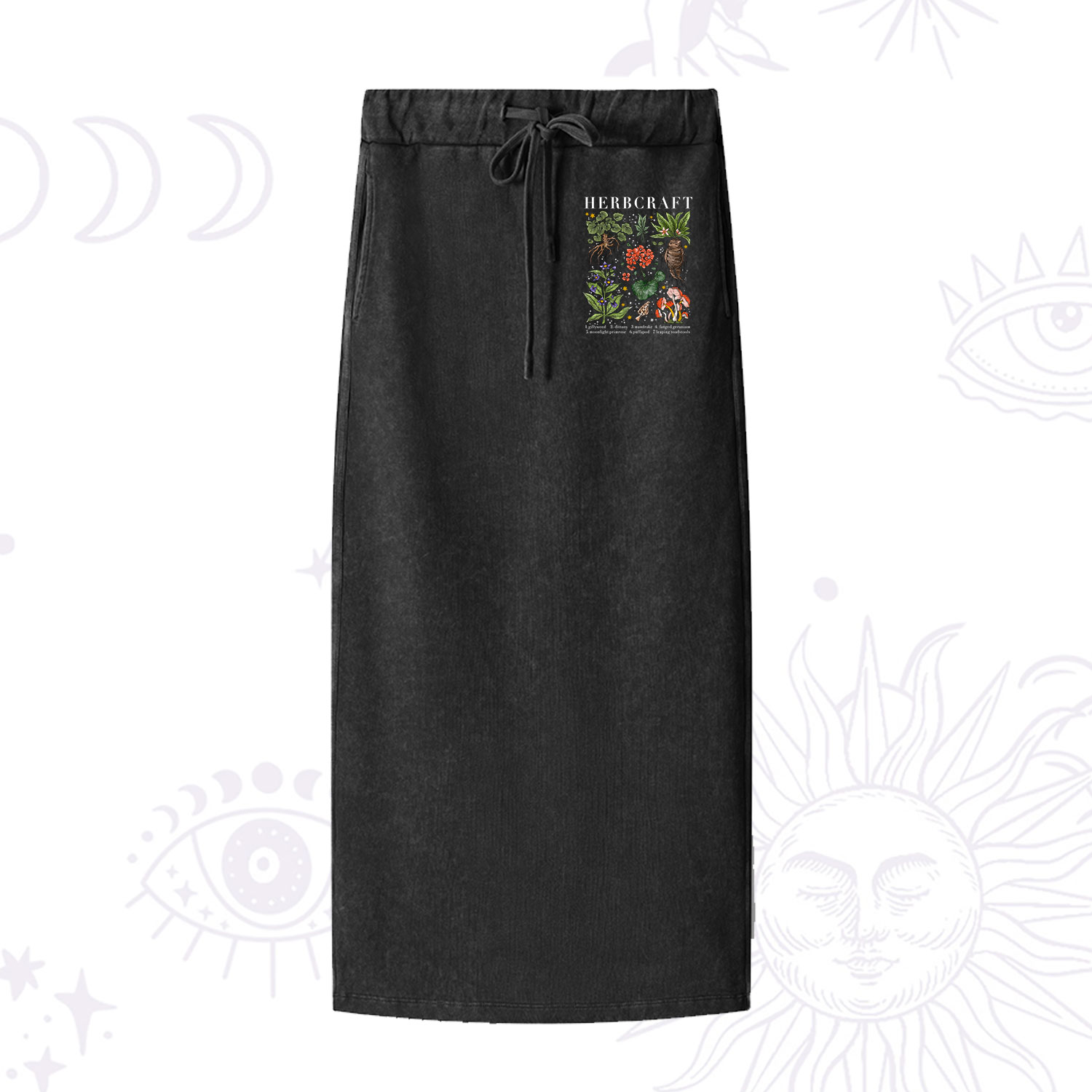 Purplehecate Magical Herbcraft Washed Drawstring Long Skirt