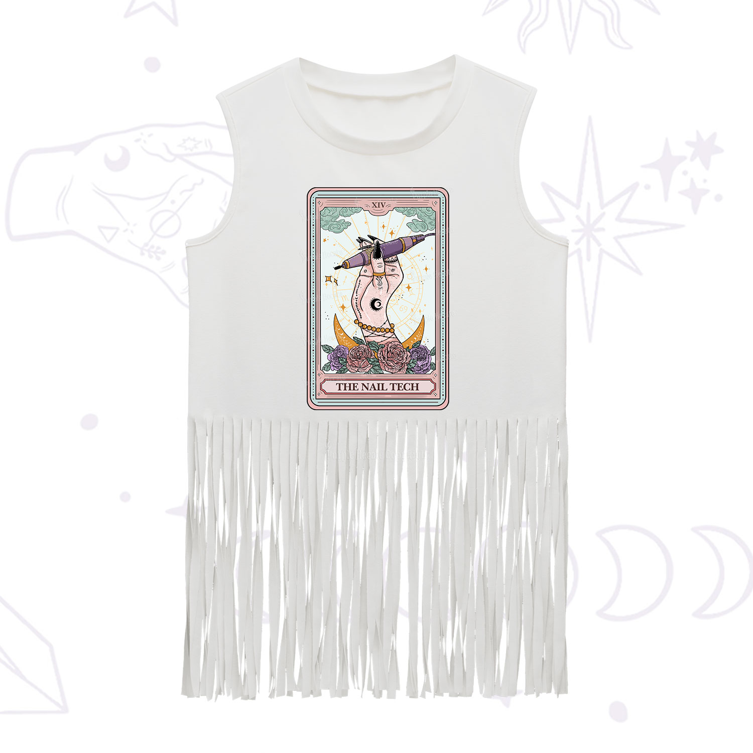 Purplehecate The Nail Tech Tarot Card Fringe Tank Top