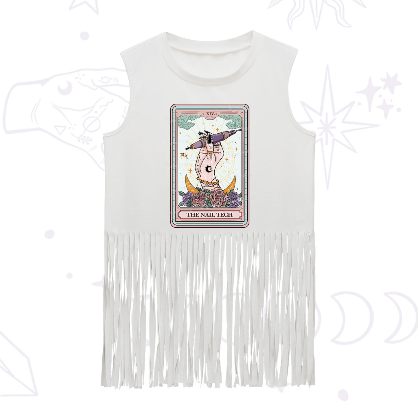 Purplehecate The Nail Tech Tarot Card Fringe Tank Top