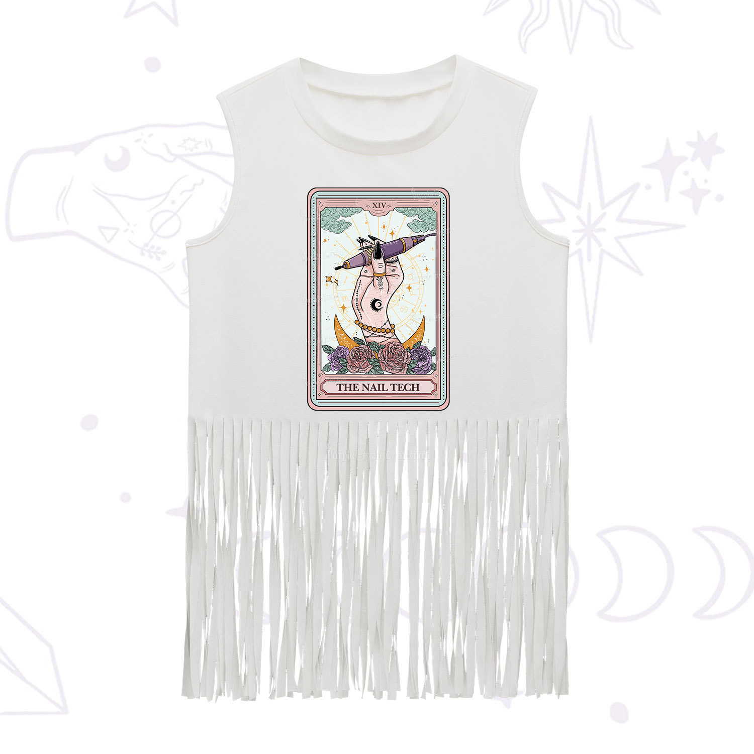 Purplehecate The Nail Tech Tarot Card Fringe Tank Top