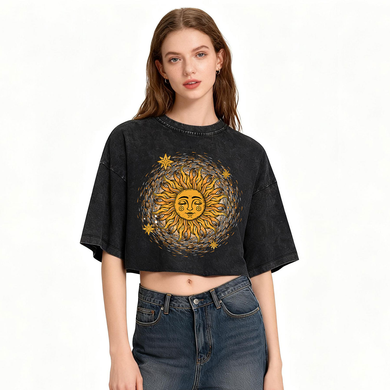 Purplehecate Celestial Sun Washed Cropped T-Shirt