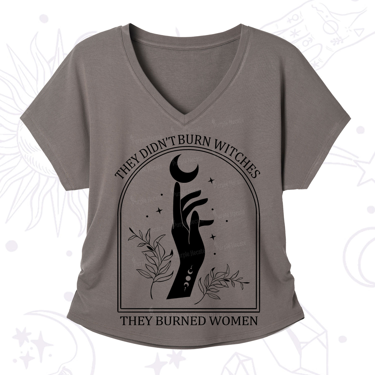 Purplehecate They Didn't Burn Witches They Burned Women V-Neck T-Shirt