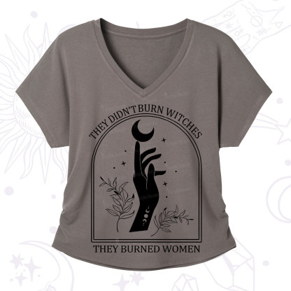 Purplehecate They Didn't Burn Witches They Burned Women V-Neck T-Shirt