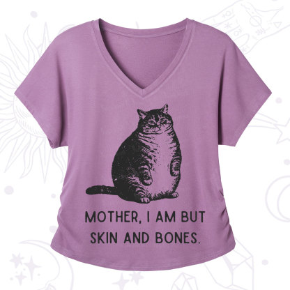 Purplehecate Cat Mother I Am But Skin And Bones V-Neck T-Shirt