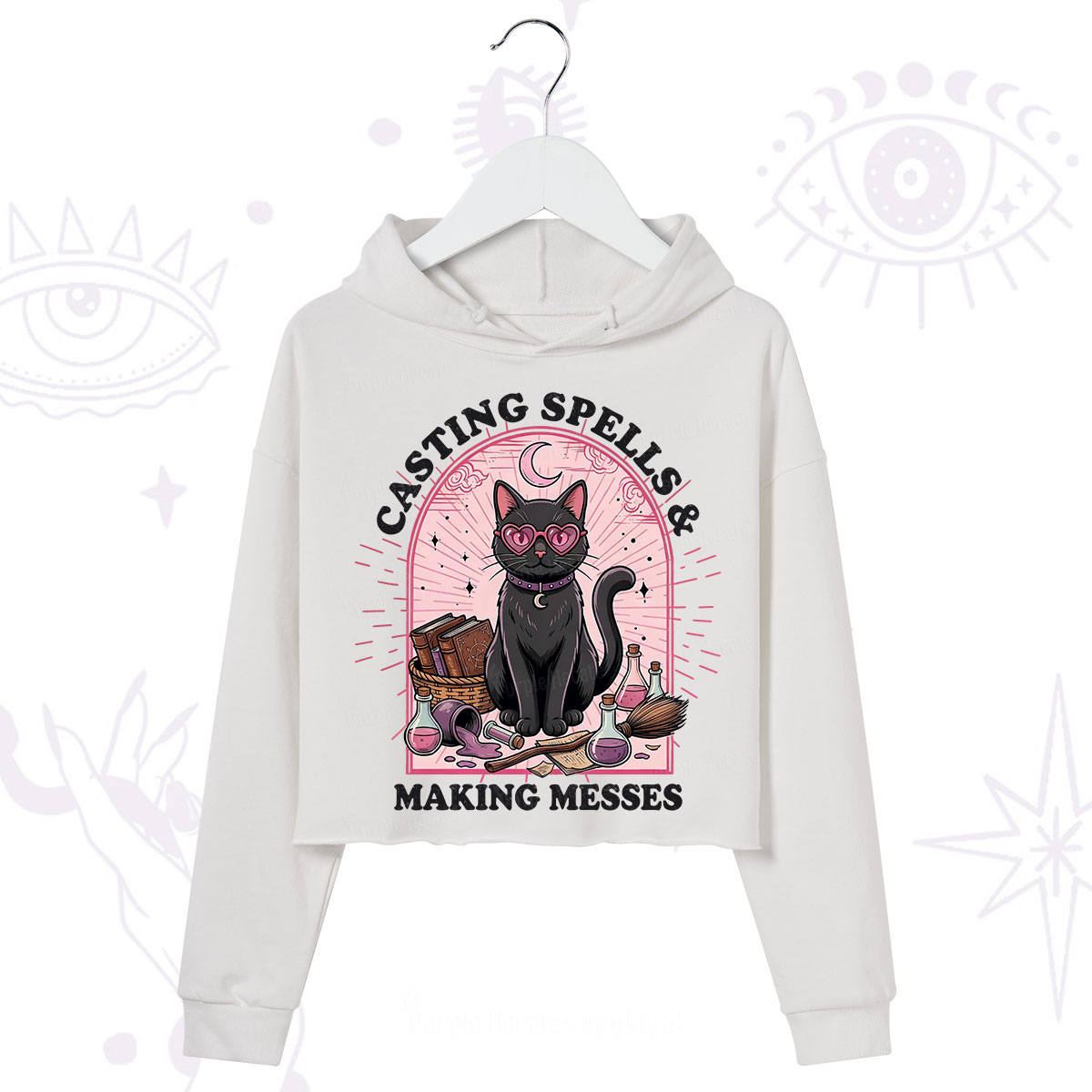Purplehecate Casting Spells Making Messes Cat Crop Hoodie