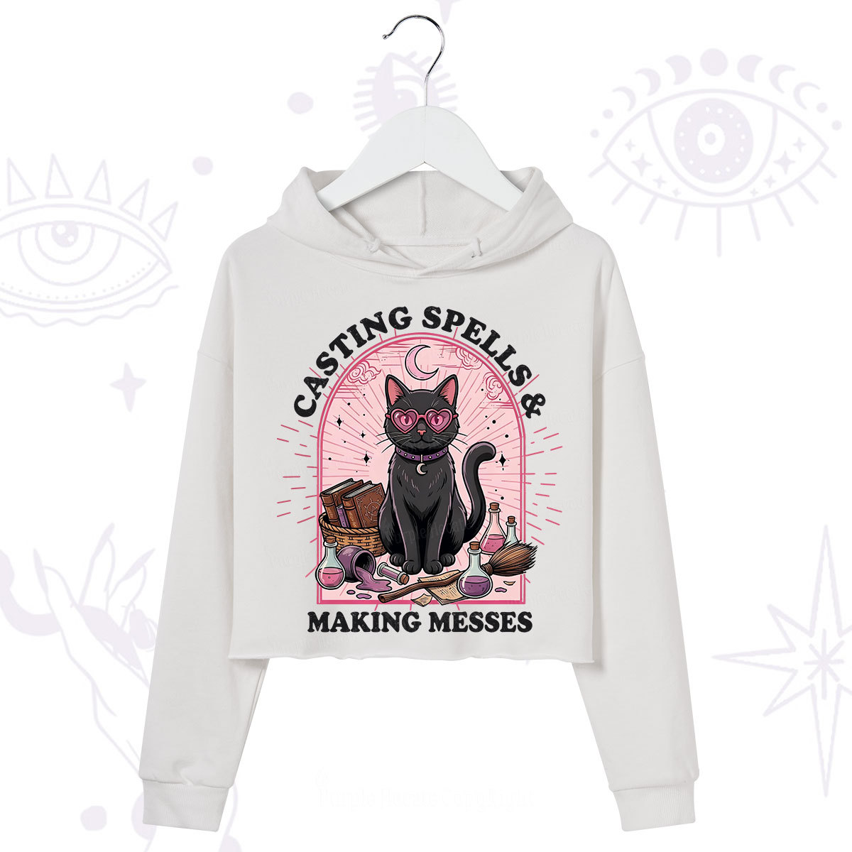 Purplehecate Casting Spells Making Messes Cat Crop Hoodie