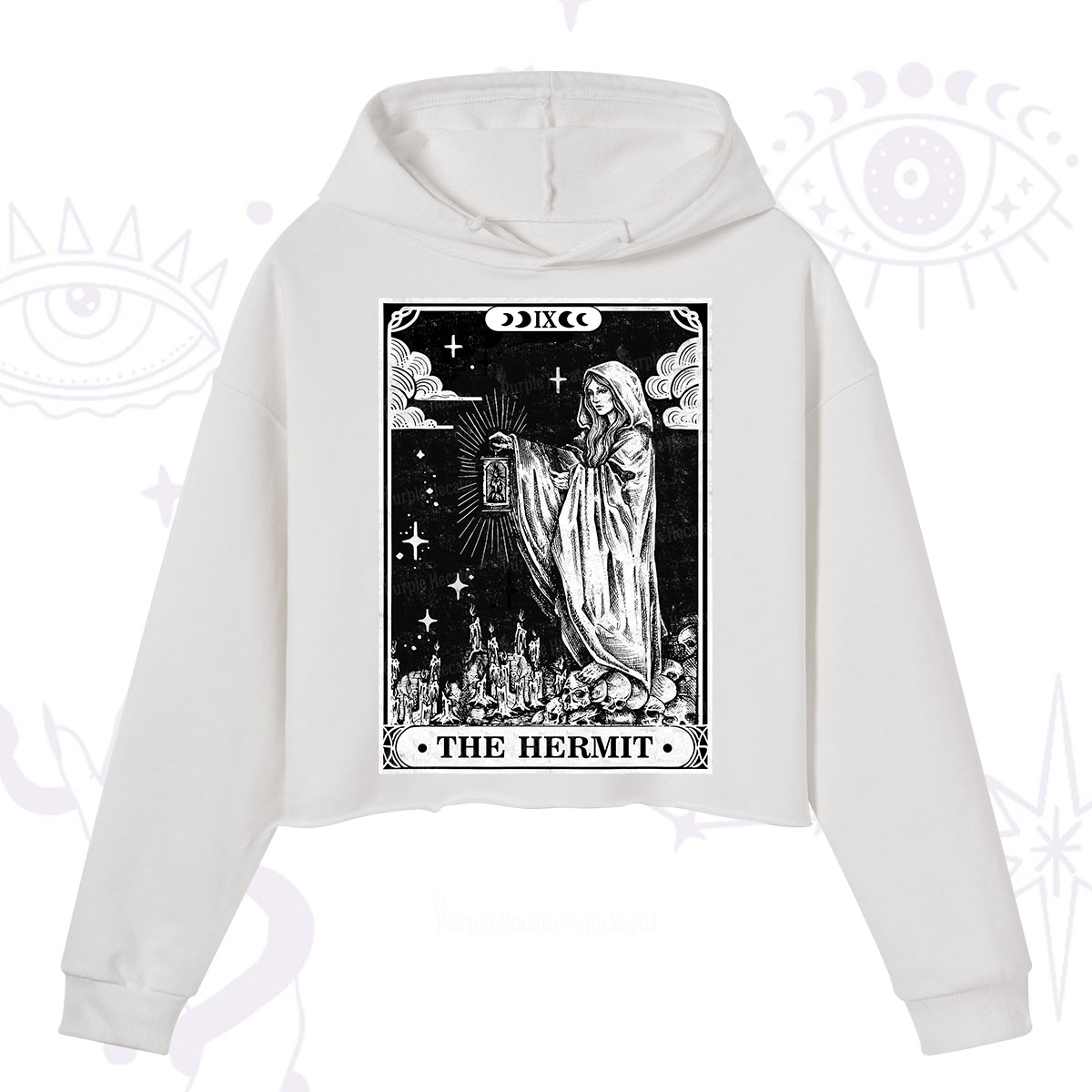 Purplehecate The Hermit Goddess Tarot Card Crop Hoodie