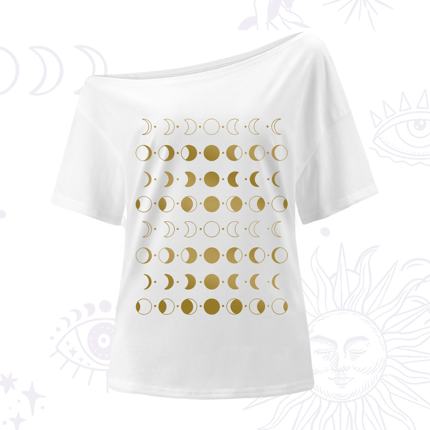 Purplehecate Phases Of Moon One Shoulder T-Shirt