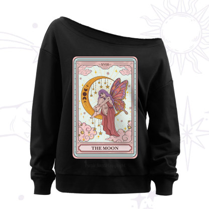 Purplehecate The Moon Tarot Off The Shoulder Sweatshirt