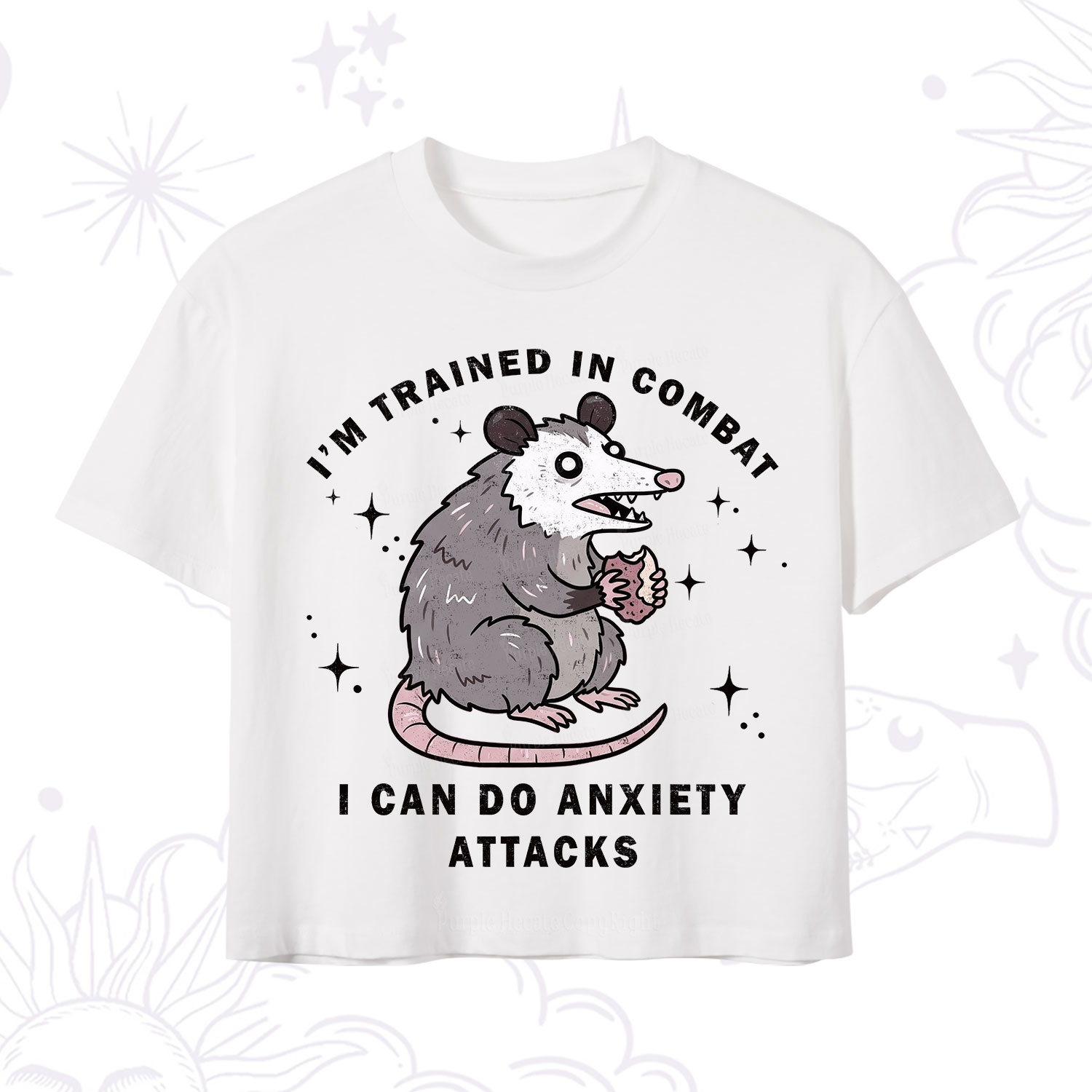 Purplehecate Anixety Attack Opossum Crop T-Shirt