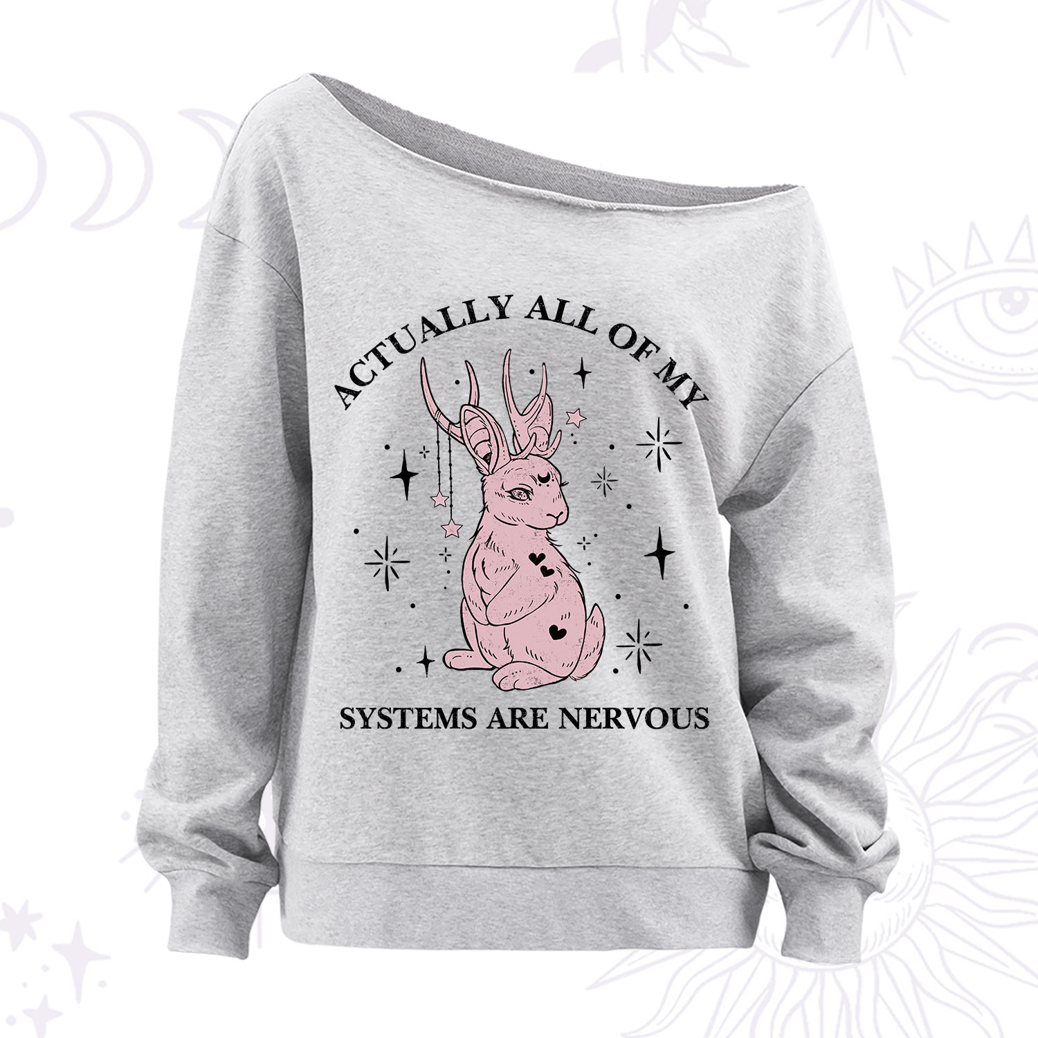 Purplehecate Actually All Of My Systems Are Nervous Off The Shoulder Sweatshirt