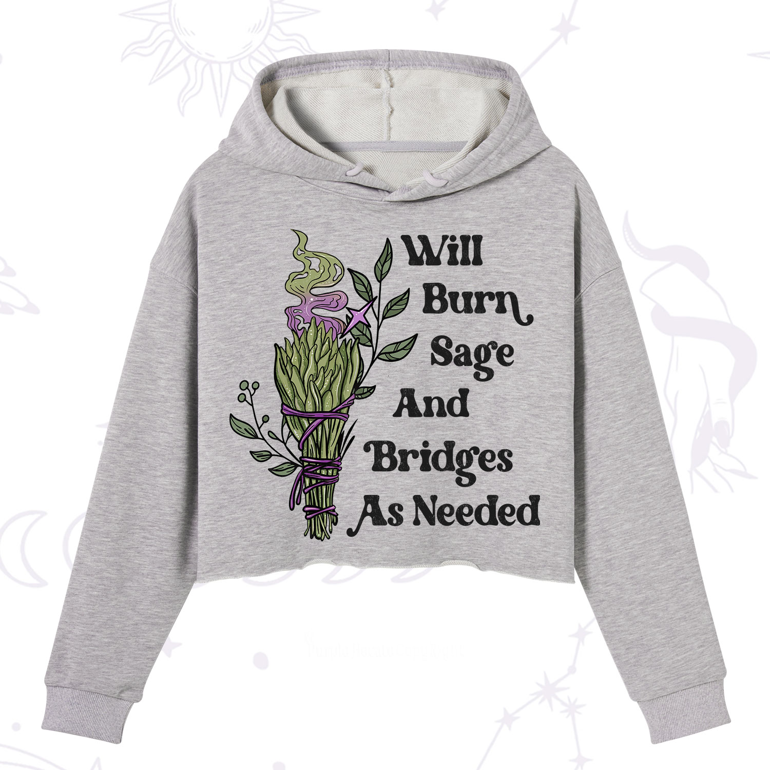 Purplehecate Will Burn Sage and Bridges Crop Hoodie