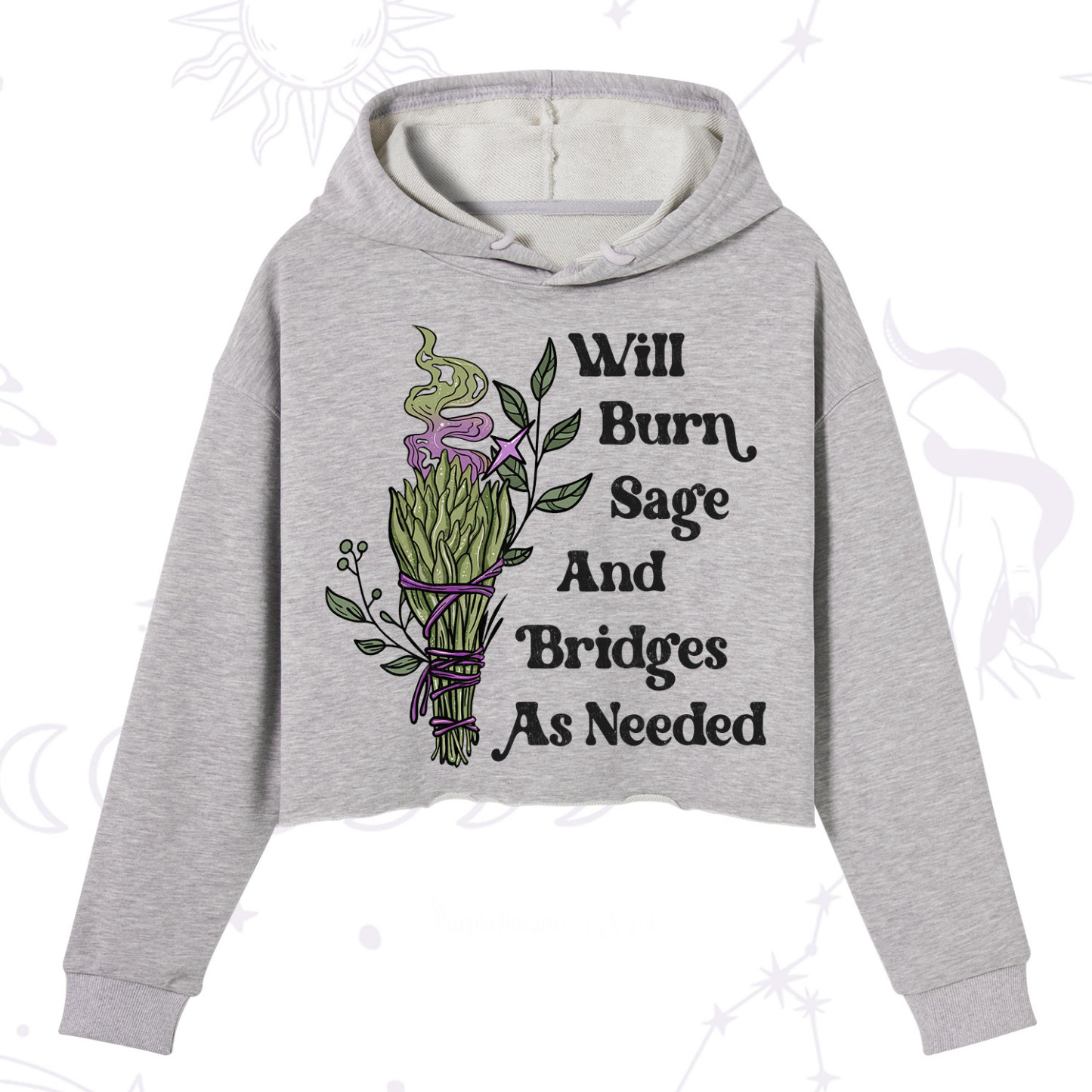 Purplehecate Will Burn Sage and Bridges Crop Hoodie
