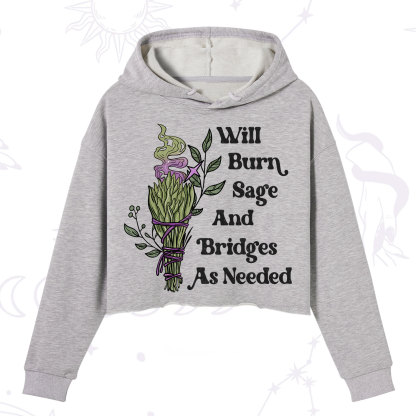 Purplehecate Will Burn Sage and Bridges Crop Hoodie