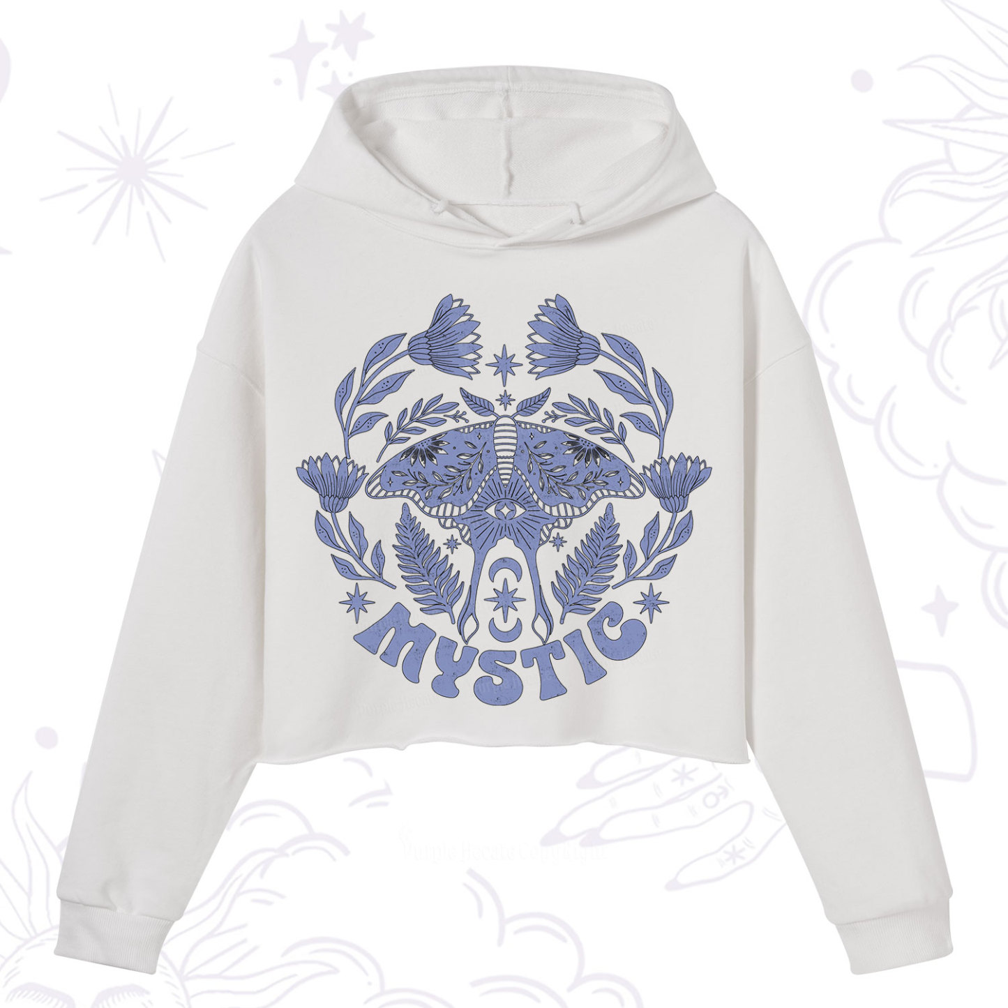 Purplehecate Mystic Moth Crop Hoodie