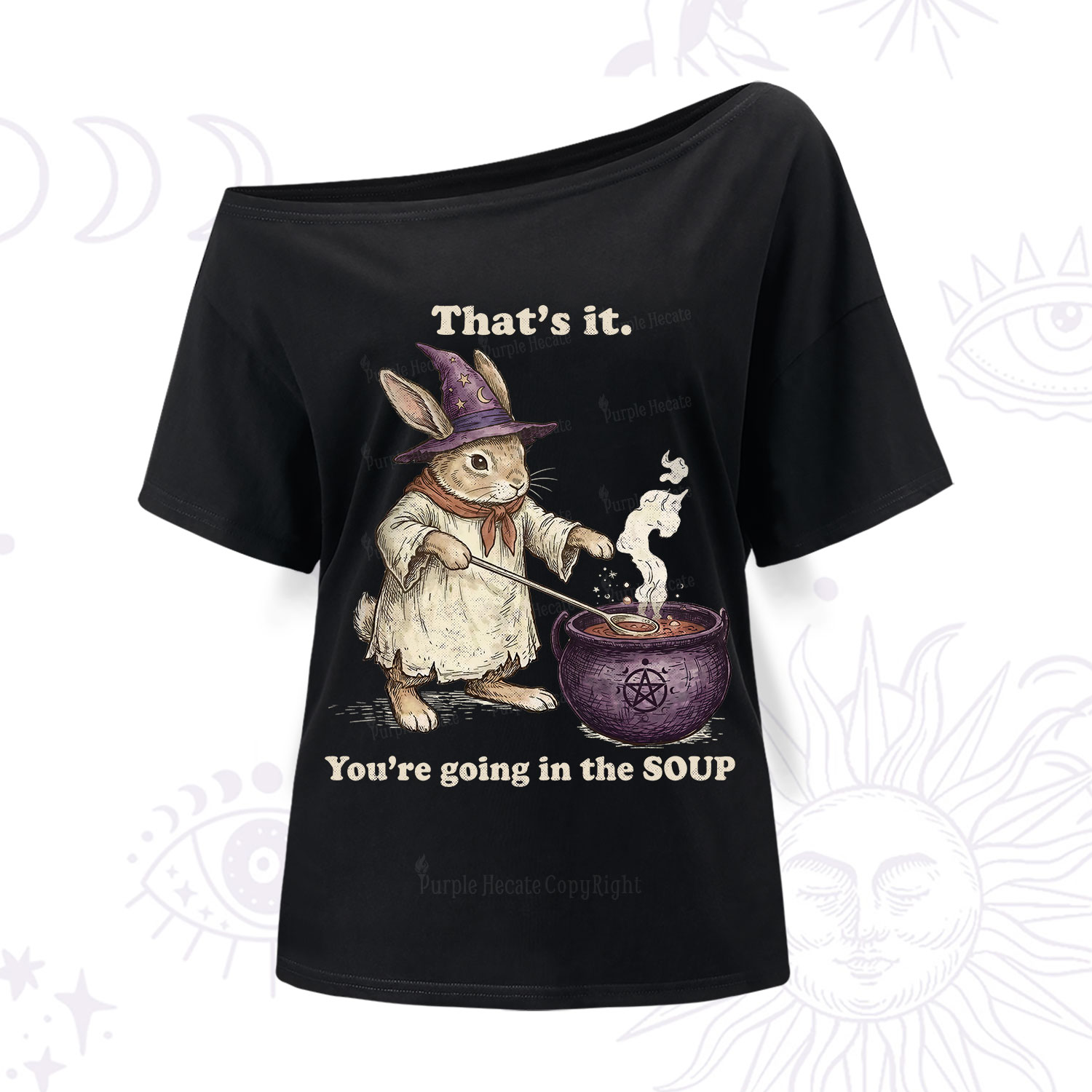 Purplehecate That's It You're Going in the Soup Witch Bunny One Shoulder T-Shirt