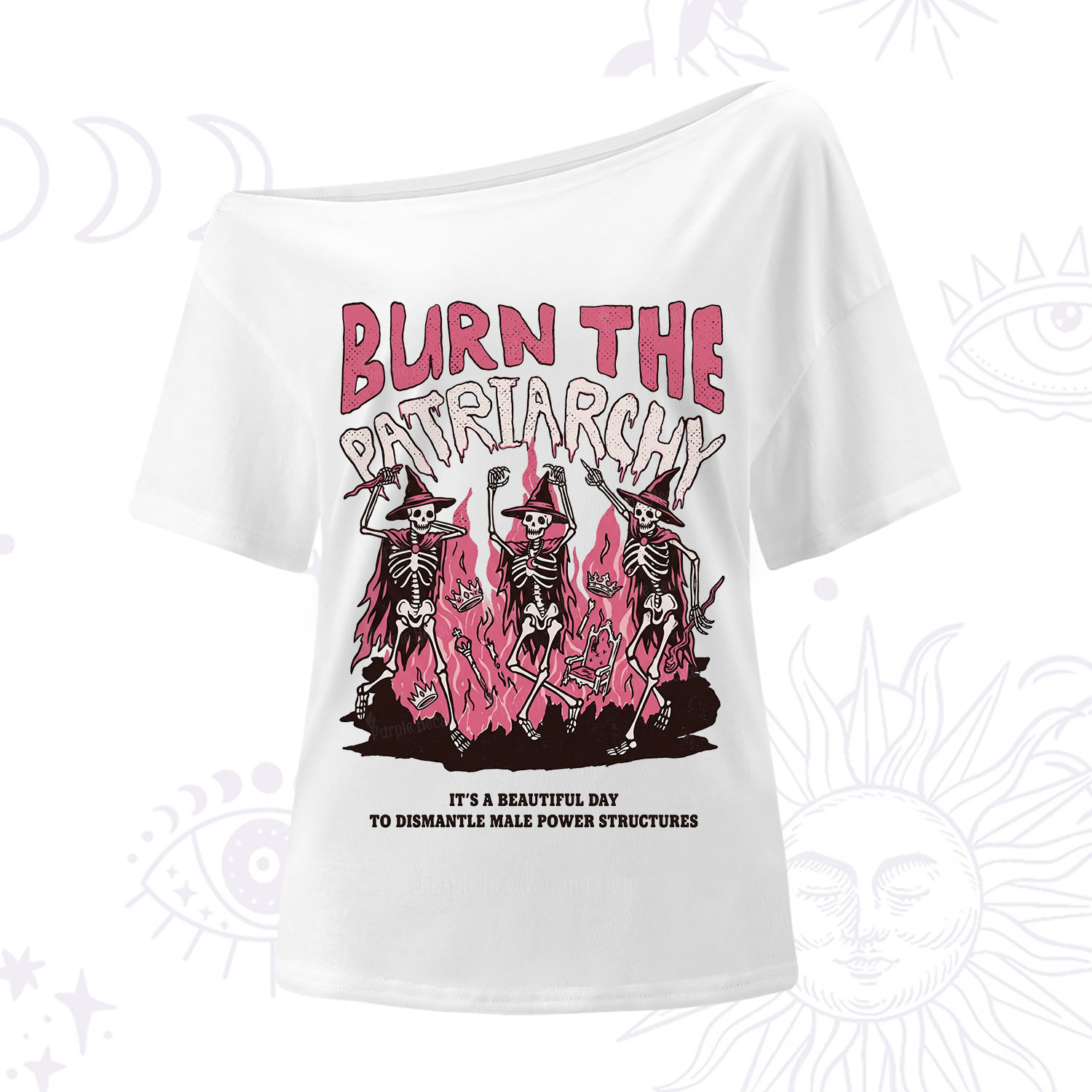 Purplehecate Burn The Patriarchy One Shoulder T-Shirt