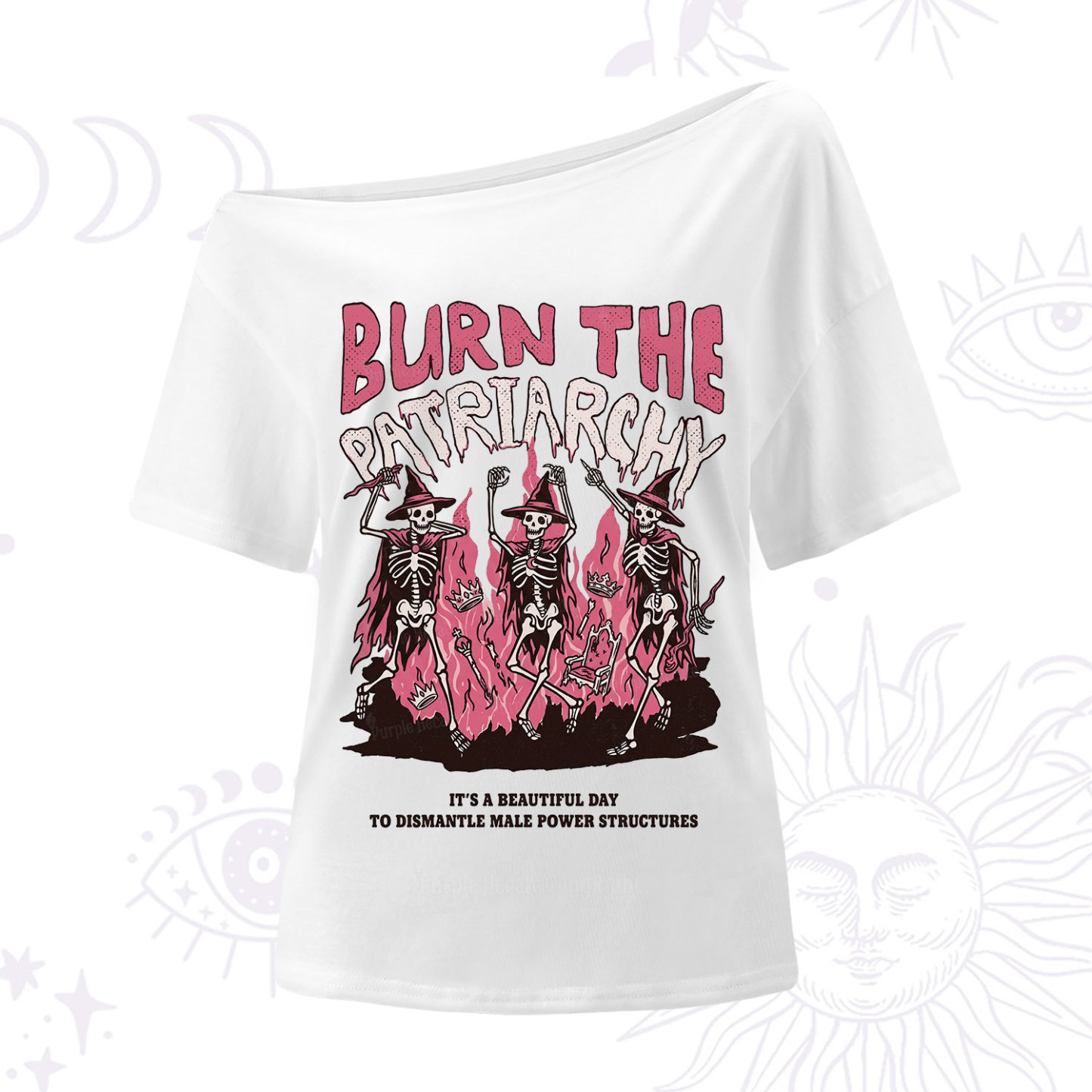 Purplehecate Burn The Patriarchy One Shoulder T-Shirt