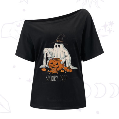 Purplehecate Spooky Prep Ghost One Shoulder T-Shirt