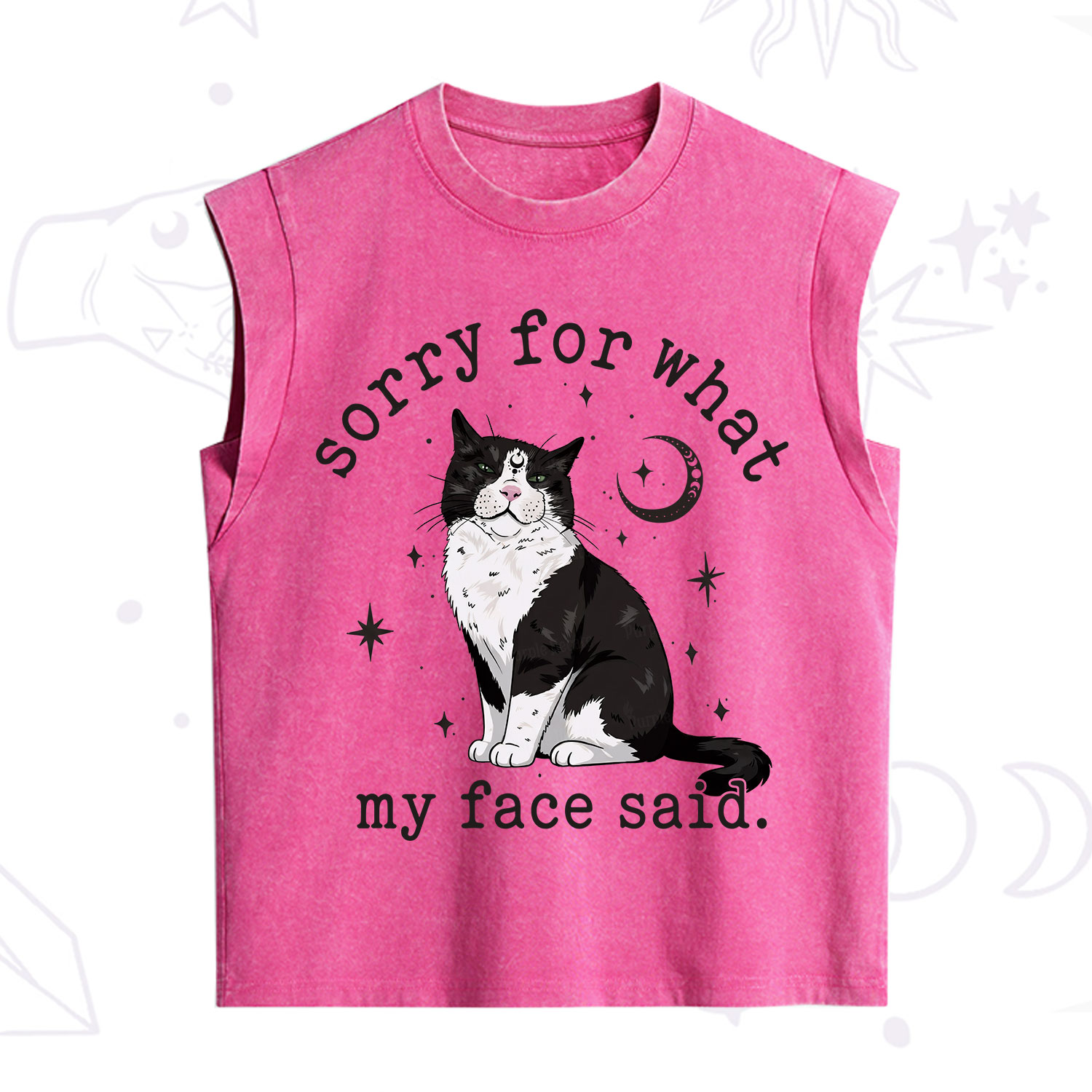 Purplehecate Sorry For What My Face Said Cat Vintage Washed Tank