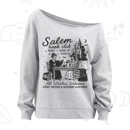 Purplehecate Salem Book Club Off The Shoulder Sweatshirt