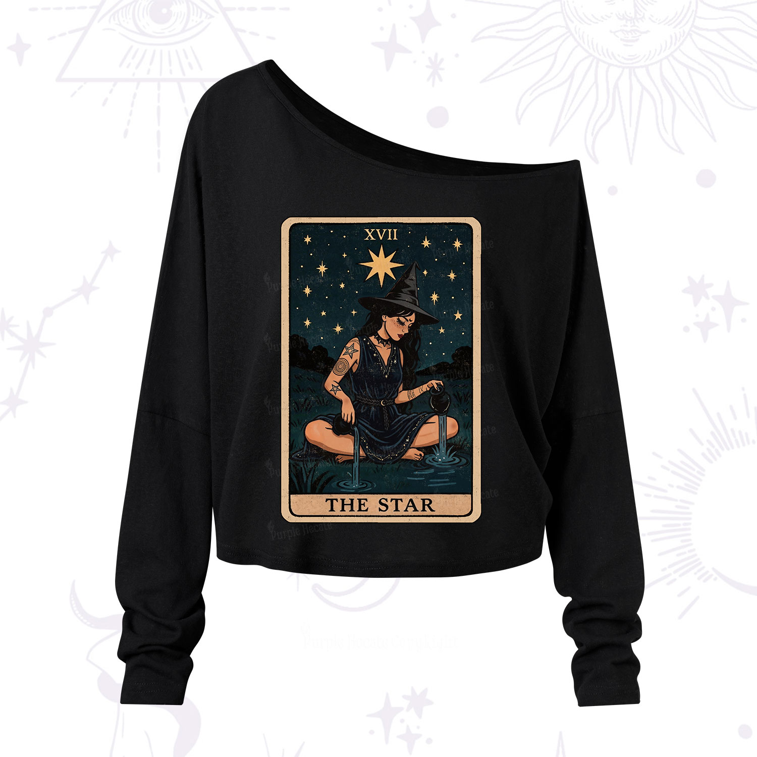 Purplehecate The Star Witch Tarot One Shoulder Long Sleeve Shirt