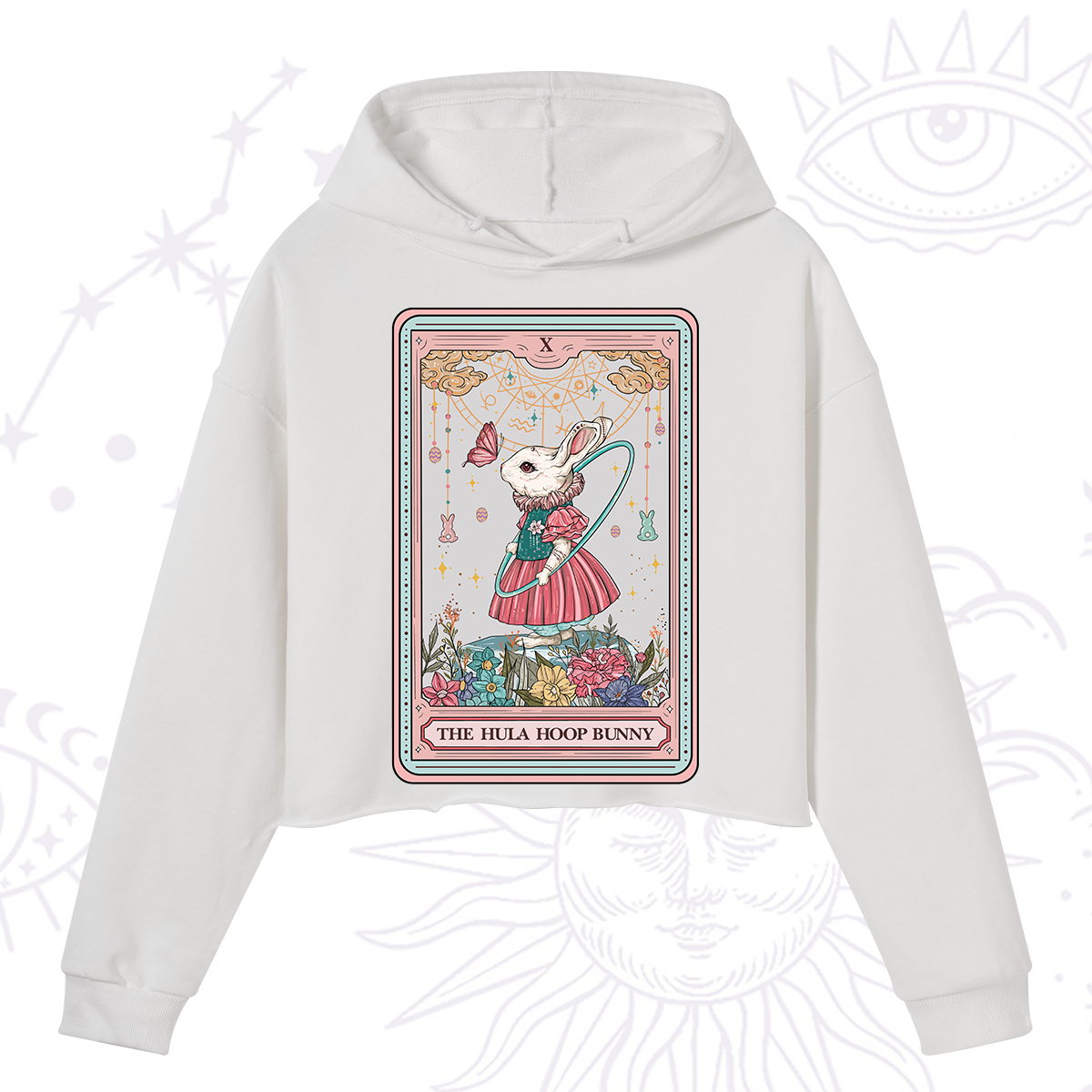 Purplehecate The Hula Hoop Bunny Tarot Crop Hoodie