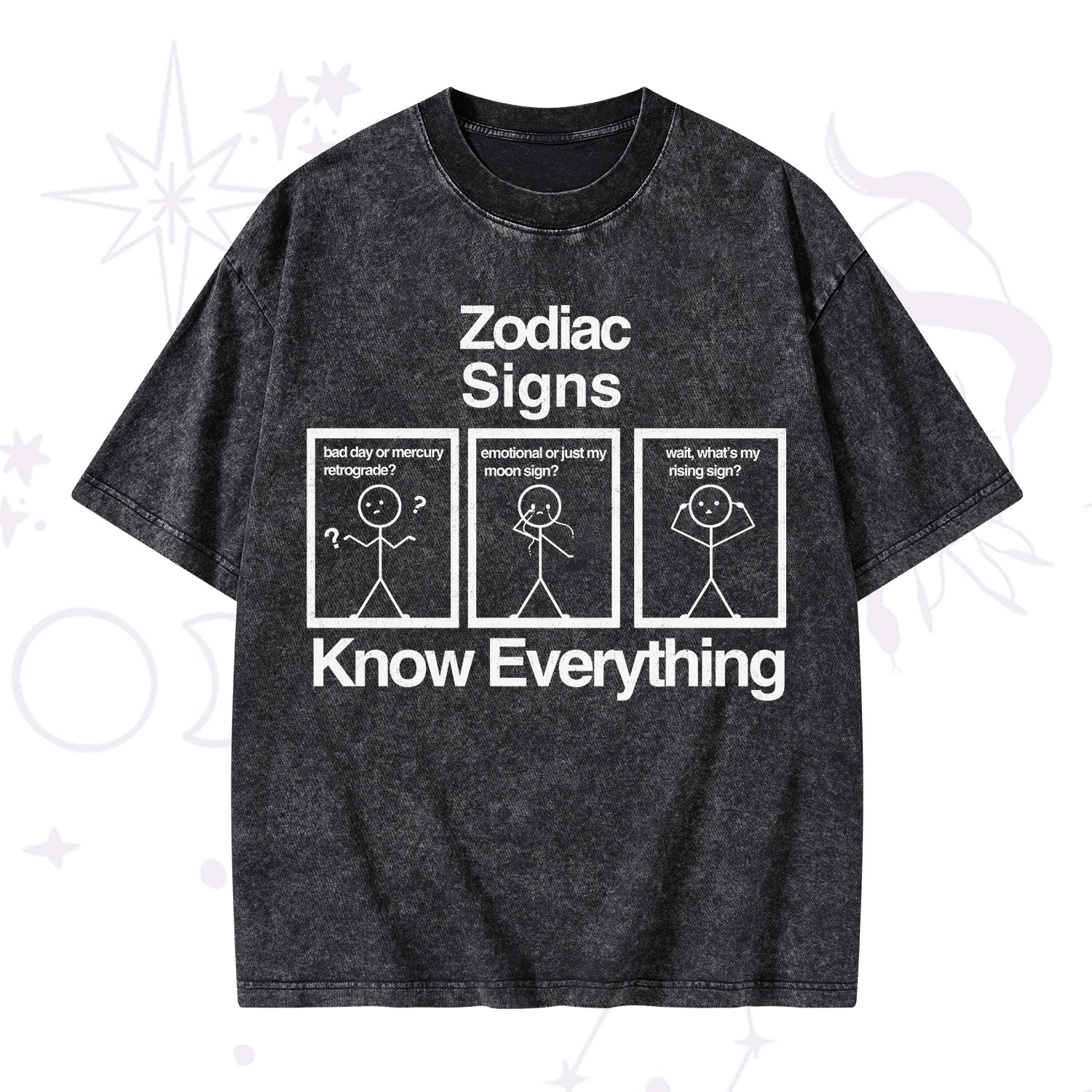 Purplehecate Zodiac Signs Know Everything Washed T-Shirt