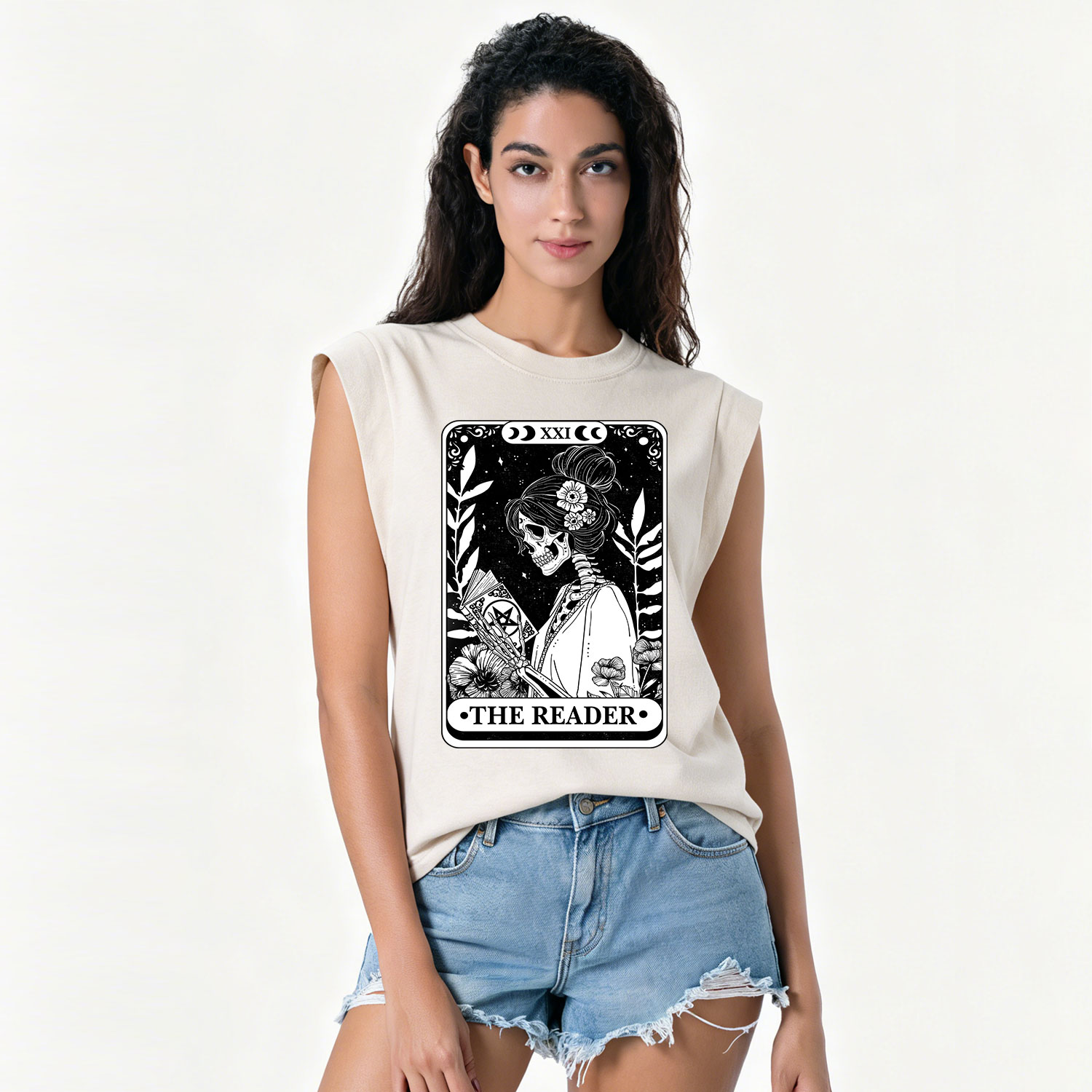 Purplehecate The Reader Skeleton Tarot Vintage Washed Tank