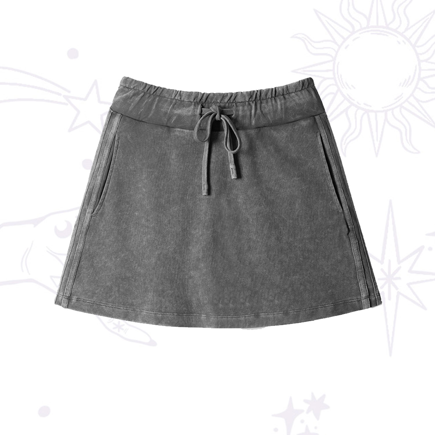 Purplehecate Washed Drawstring Mini Skirt