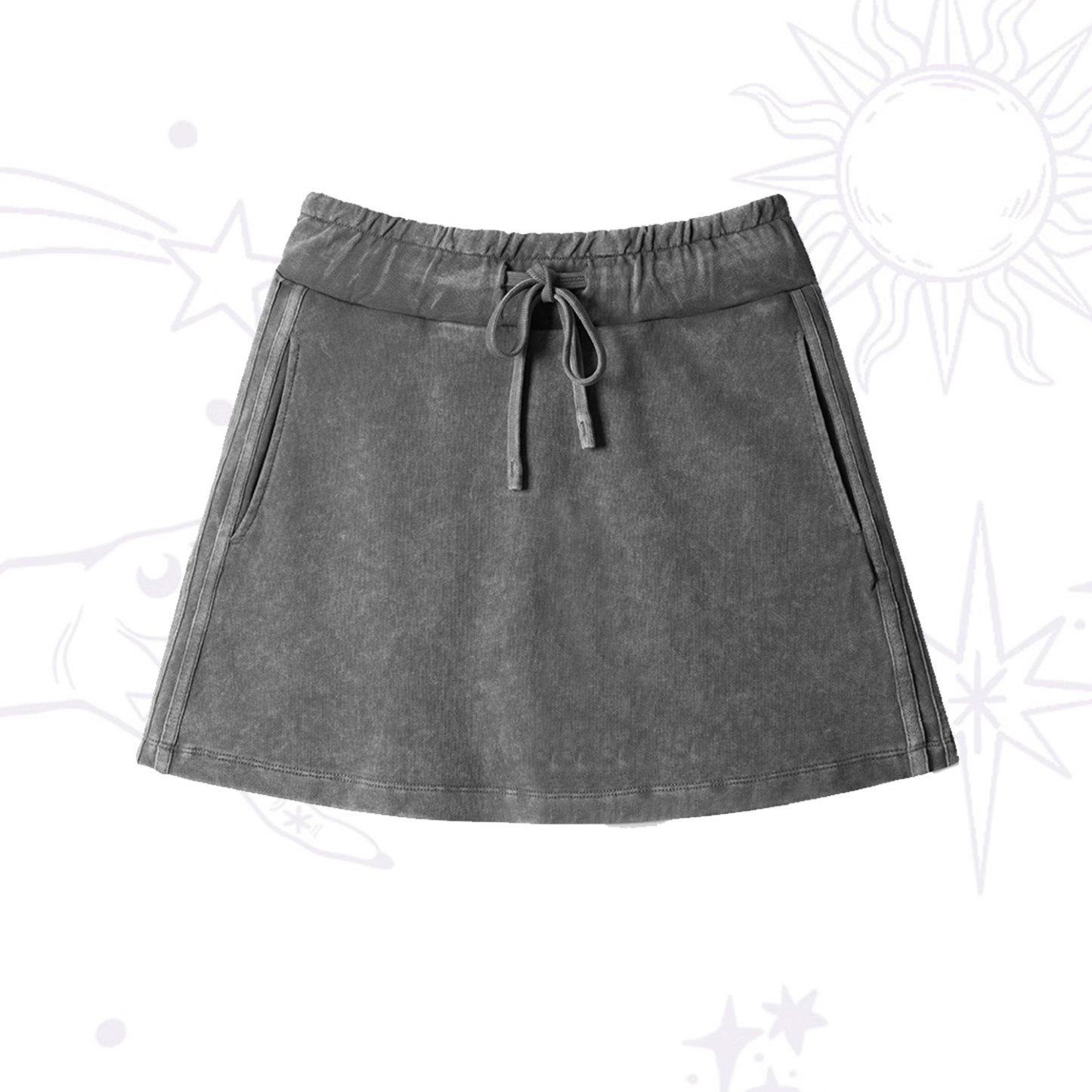 Purplehecate Washed Drawstring Mini Skirt