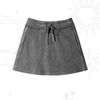 Purplehecate Washed Drawstring Mini Skirt
