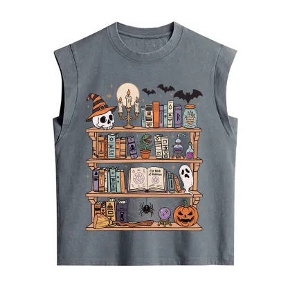 Purplehecate Halloween Library Vintage Washed Tank