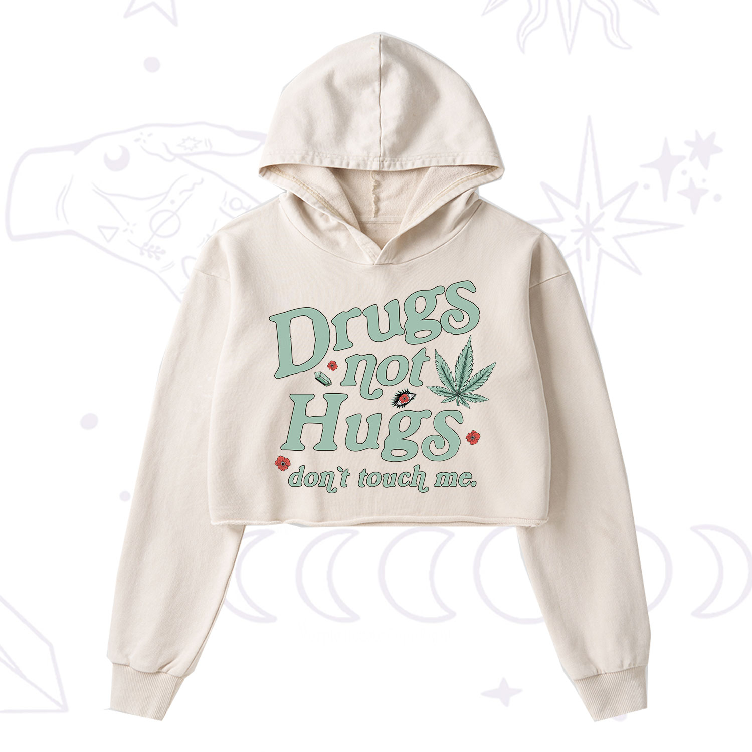 Purplehecate Sarcastic Weed Washed Cropped Hoodie
