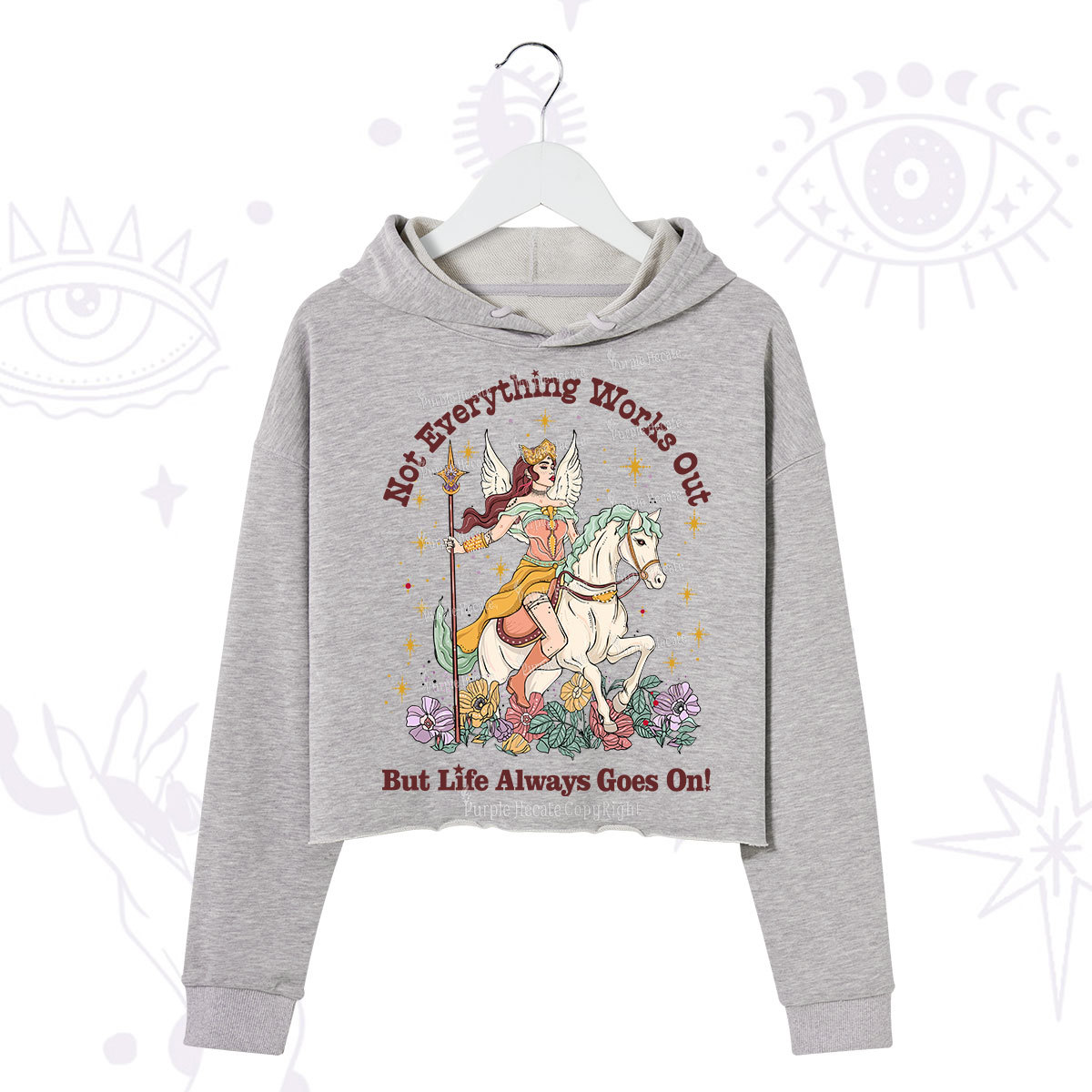 Purplehecate Not Everything Works Out But Life Always Goes On Crop Hoodie