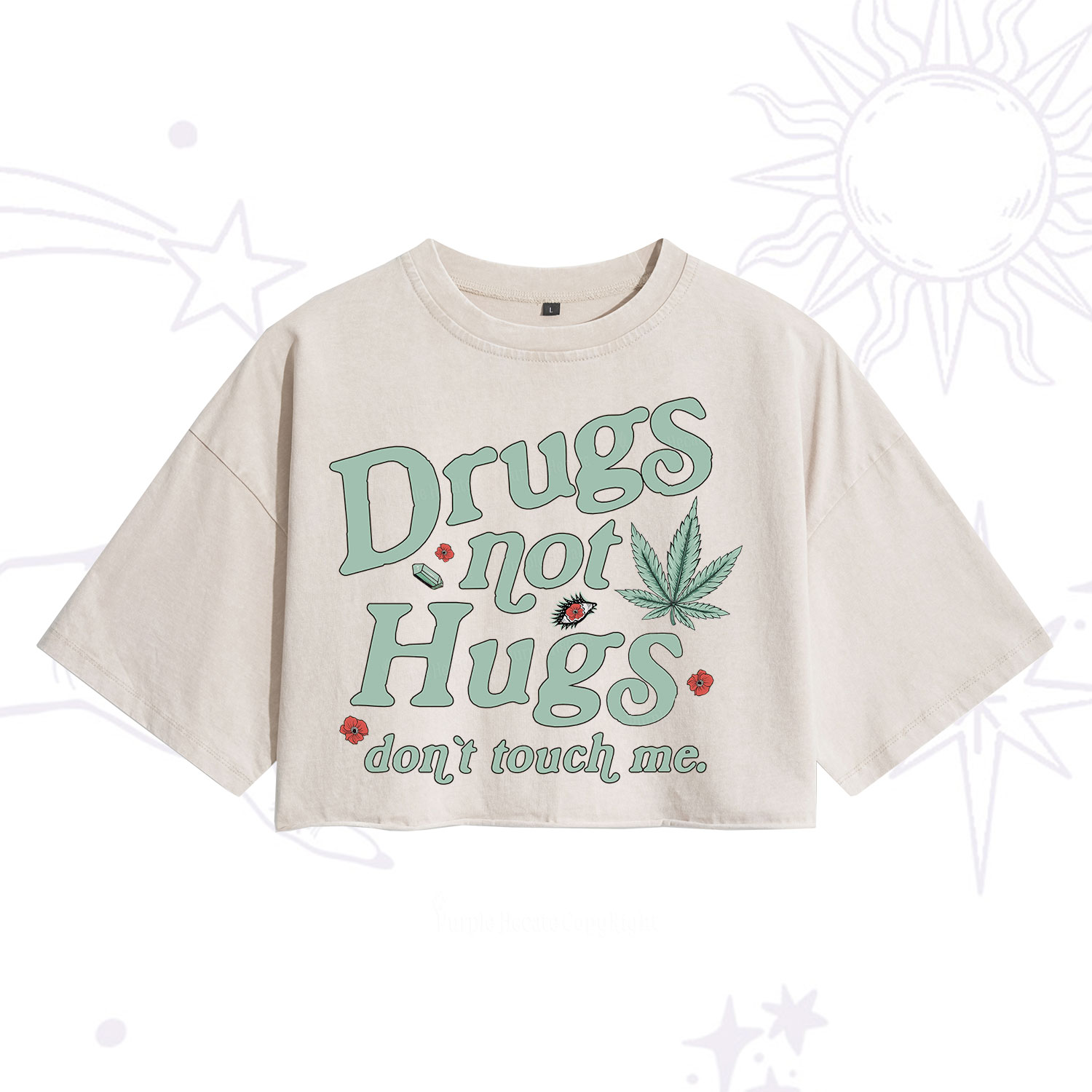 Purplehecate Sarcastic Weed Washed Cropped T-Shirt
