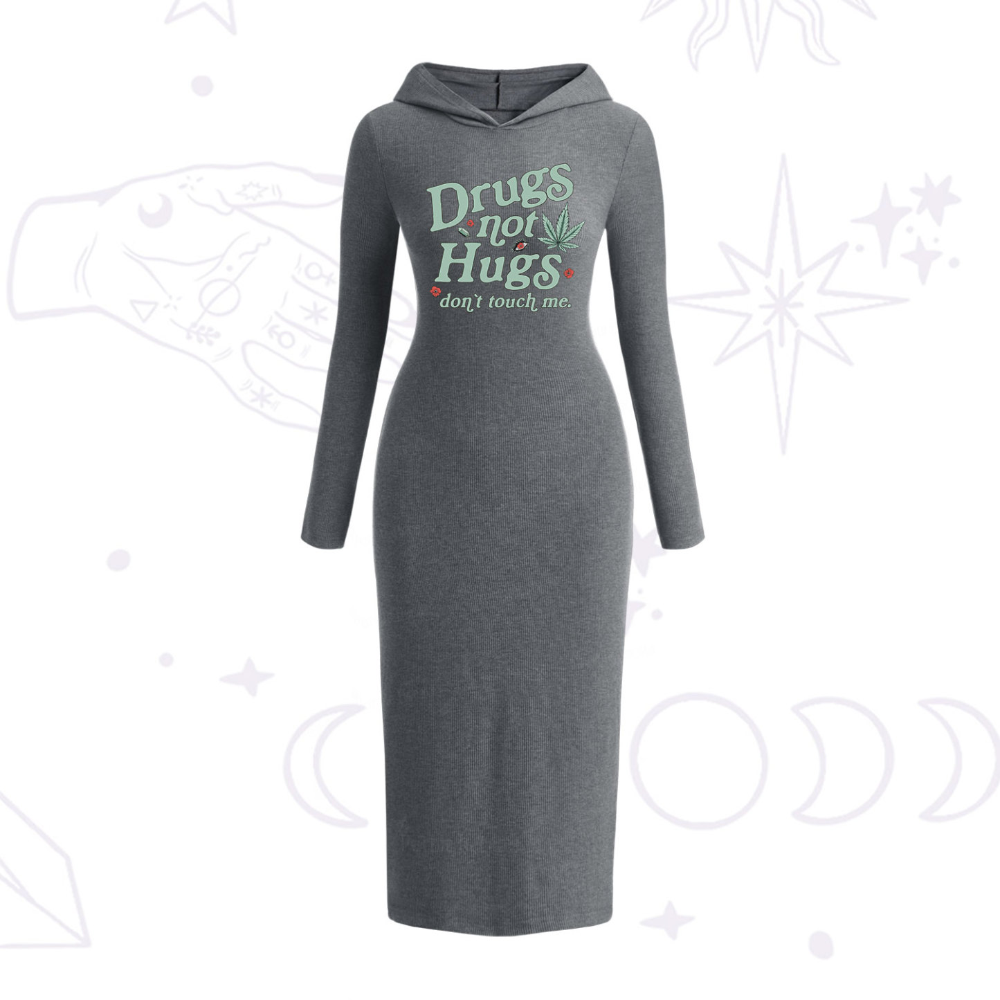 Purplehecate Sarcastic Weed Hooded Knit Dress