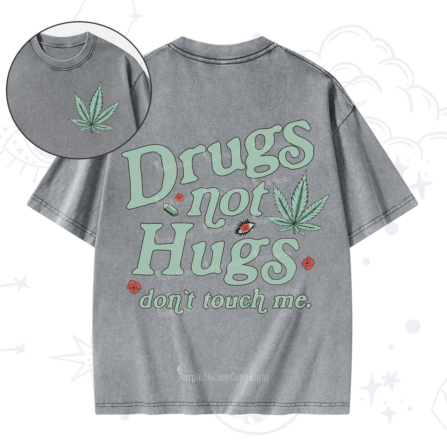 Purplehecate Sarcastic Weed Washed T-Shirt