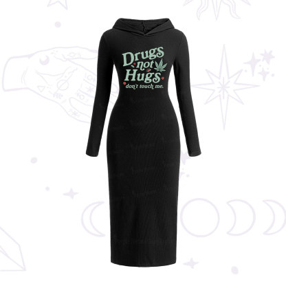 Purplehecate Sarcastic Weed Hooded Knit Dress