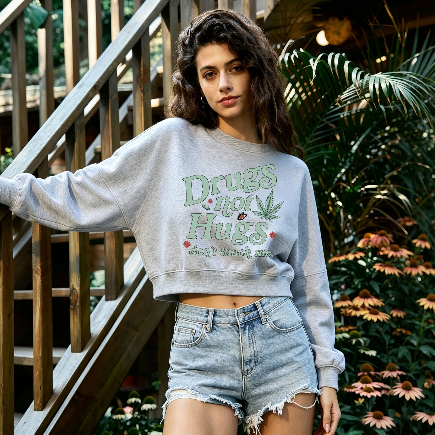 Purplehecate Sarcastic Weed Fleece Cropped Sweatshirt