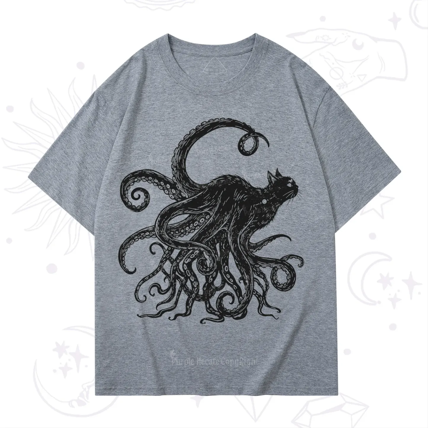 Purplehecate Black Cat with Octopus Tentacles T-Shirt