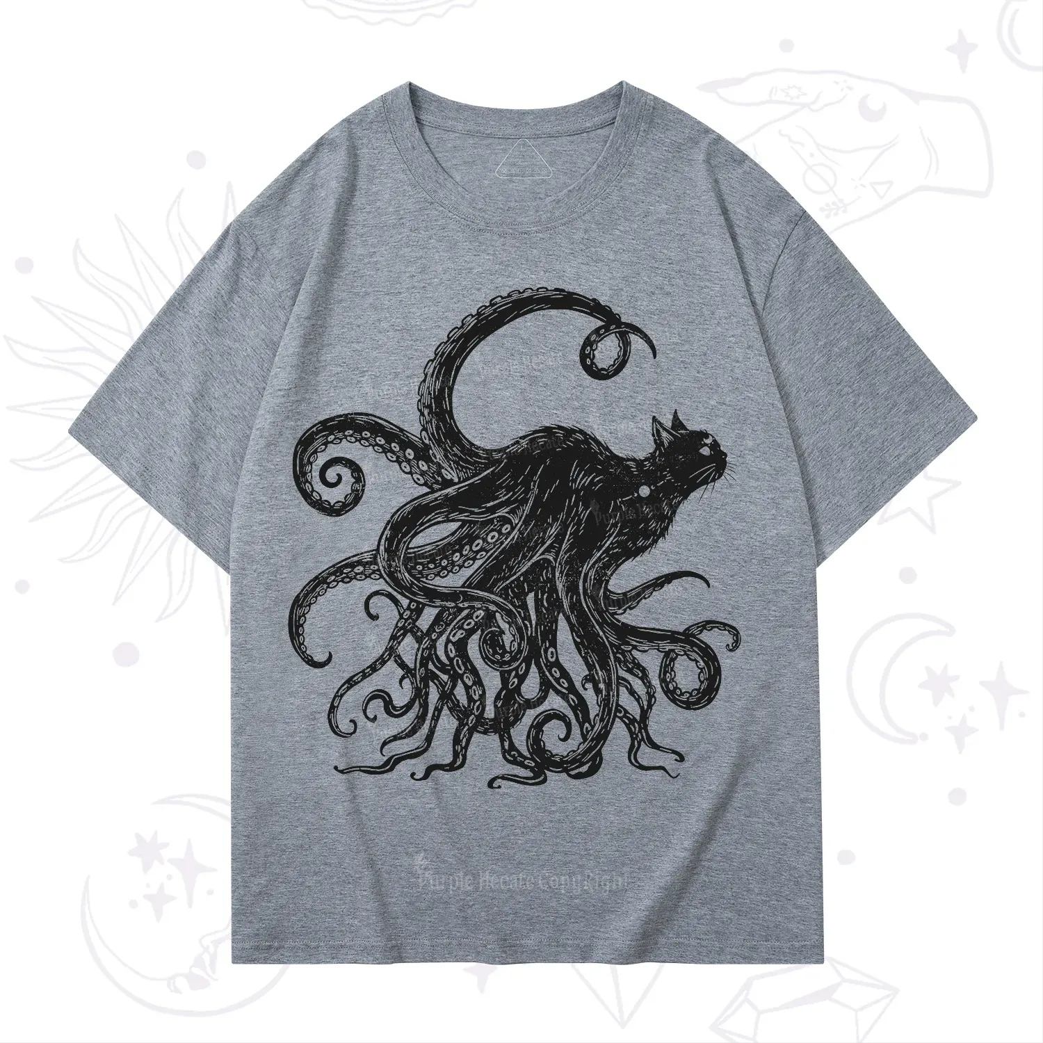 Purplehecate Black Cat with Octopus Tentacles T-Shirt
