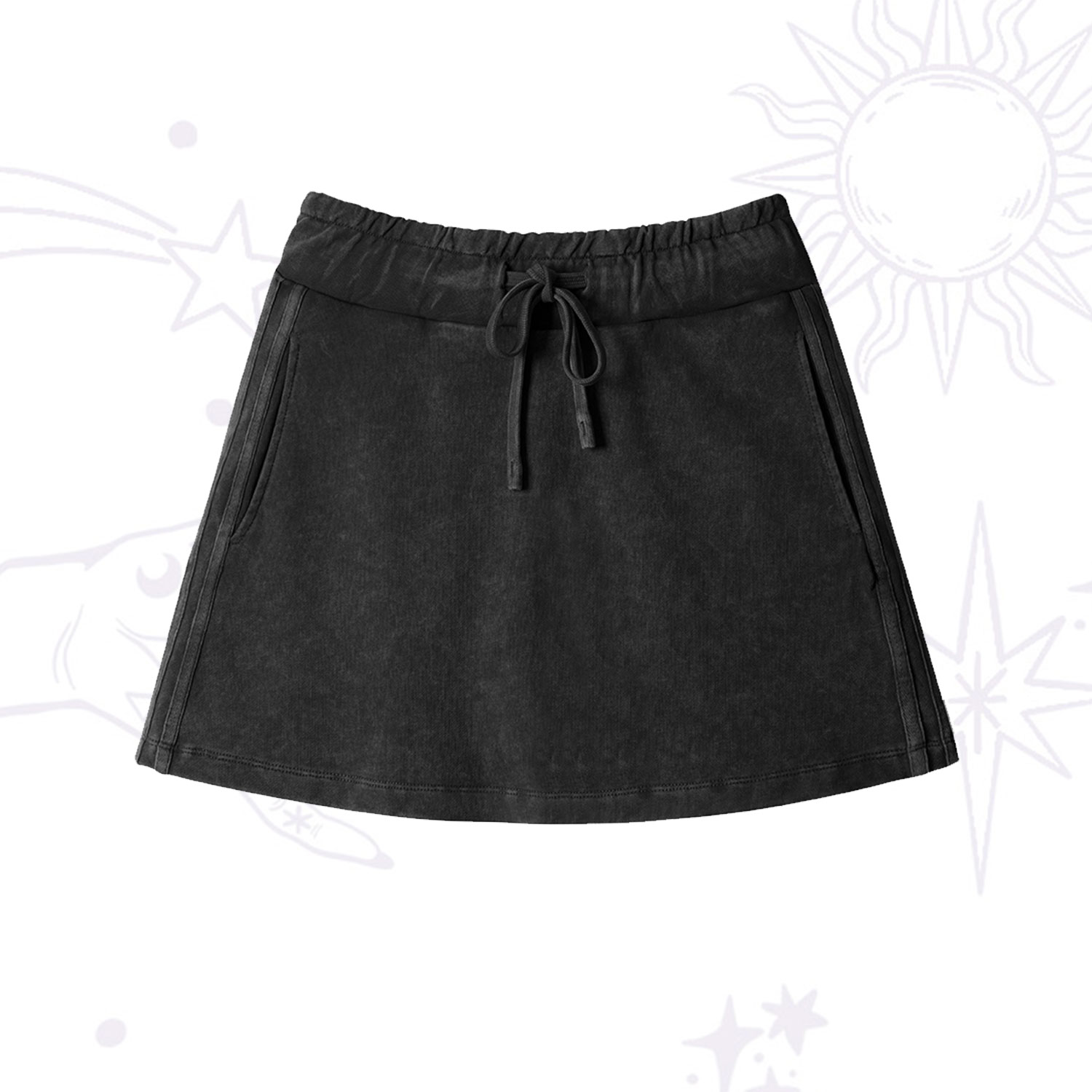 Purplehecate Washed Drawstring Mini Skirt