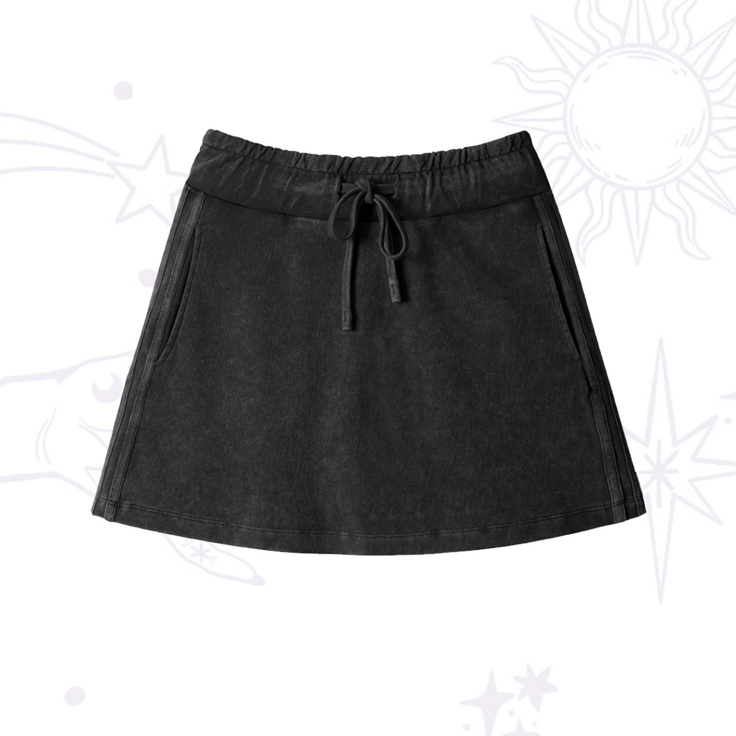 Purplehecate Washed Drawstring Mini Skirt