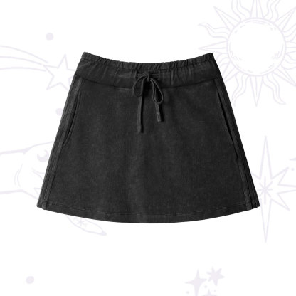 Purplehecate Washed Drawstring Mini Skirt