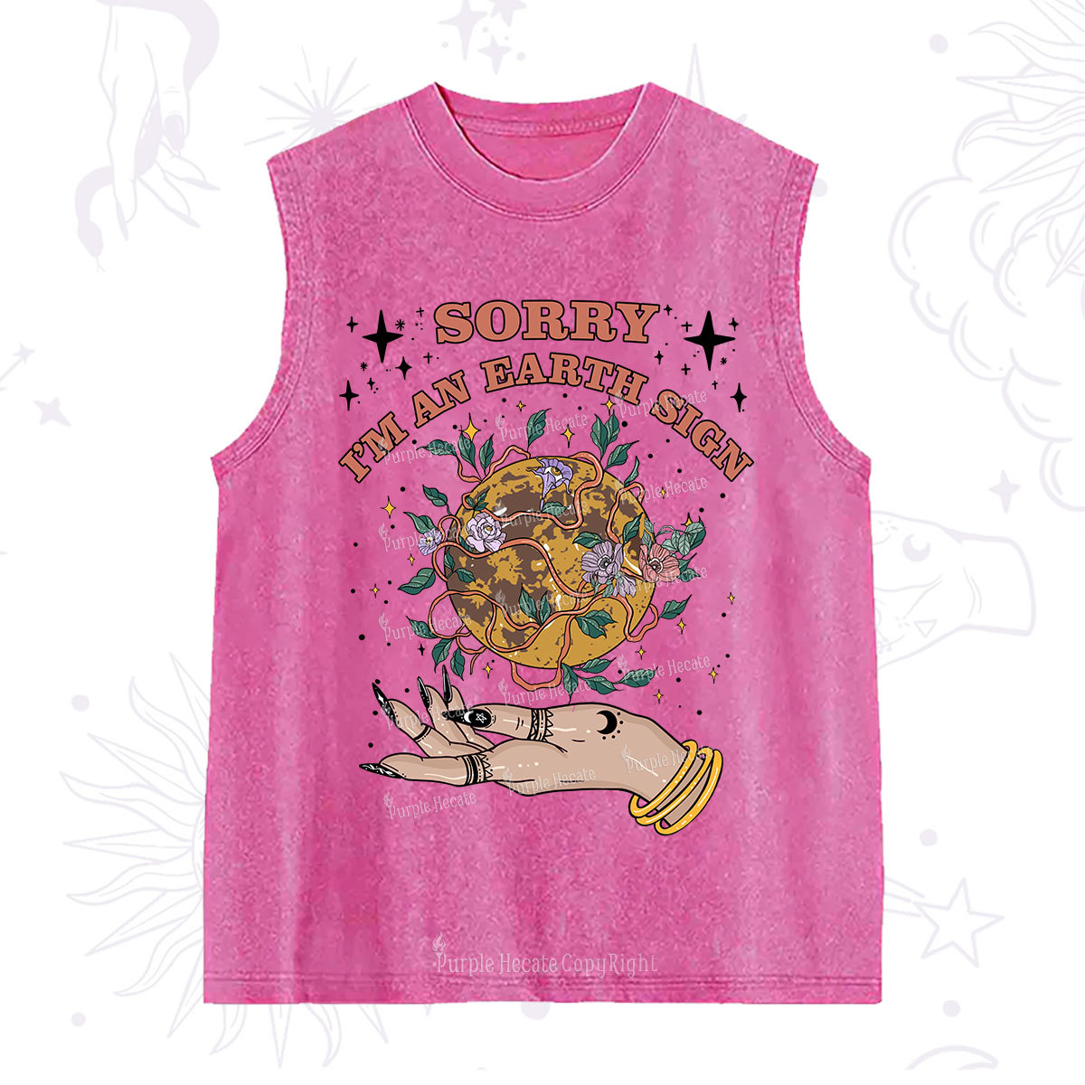 Purplehecate Sorry I'm AnEarth Sign Washed Tank