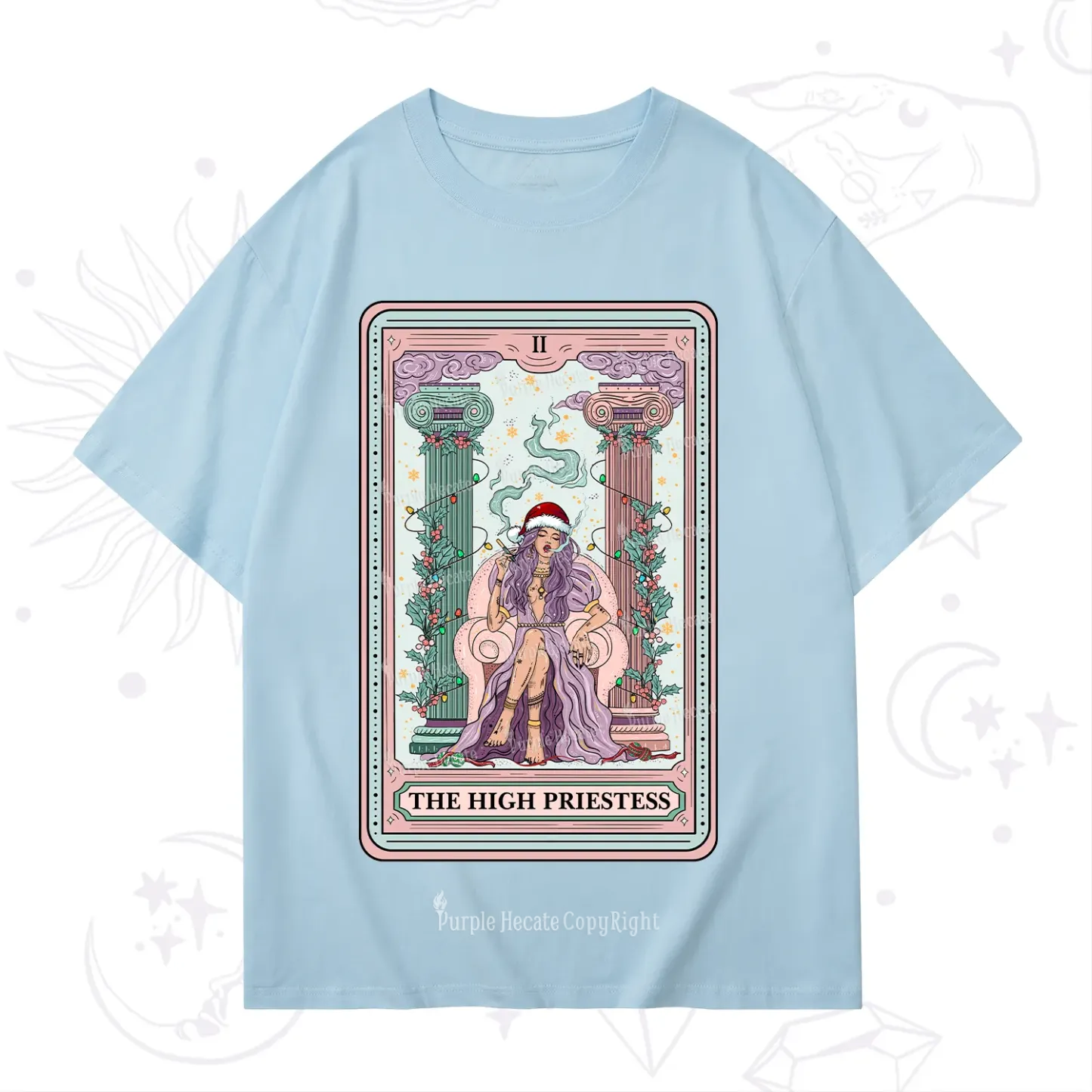 Purplehecate The High Priestess Tarot Card Christmas T-Shirt