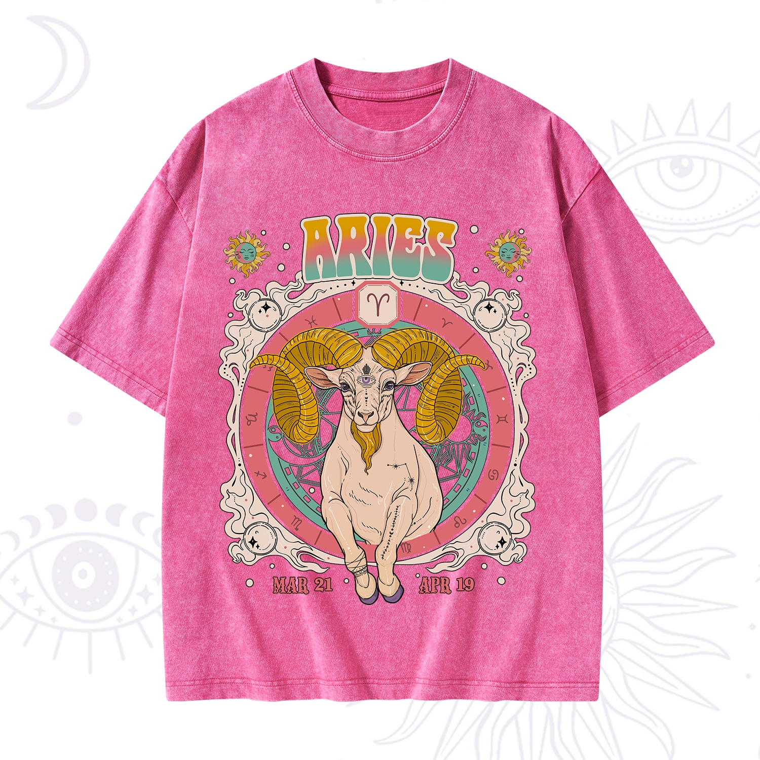 Purplehecate Aries Cosmic Zodiac Washed T-Shirt
