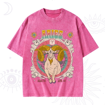 Purplehecate Aries Cosmic Zodiac Washed T-Shirt